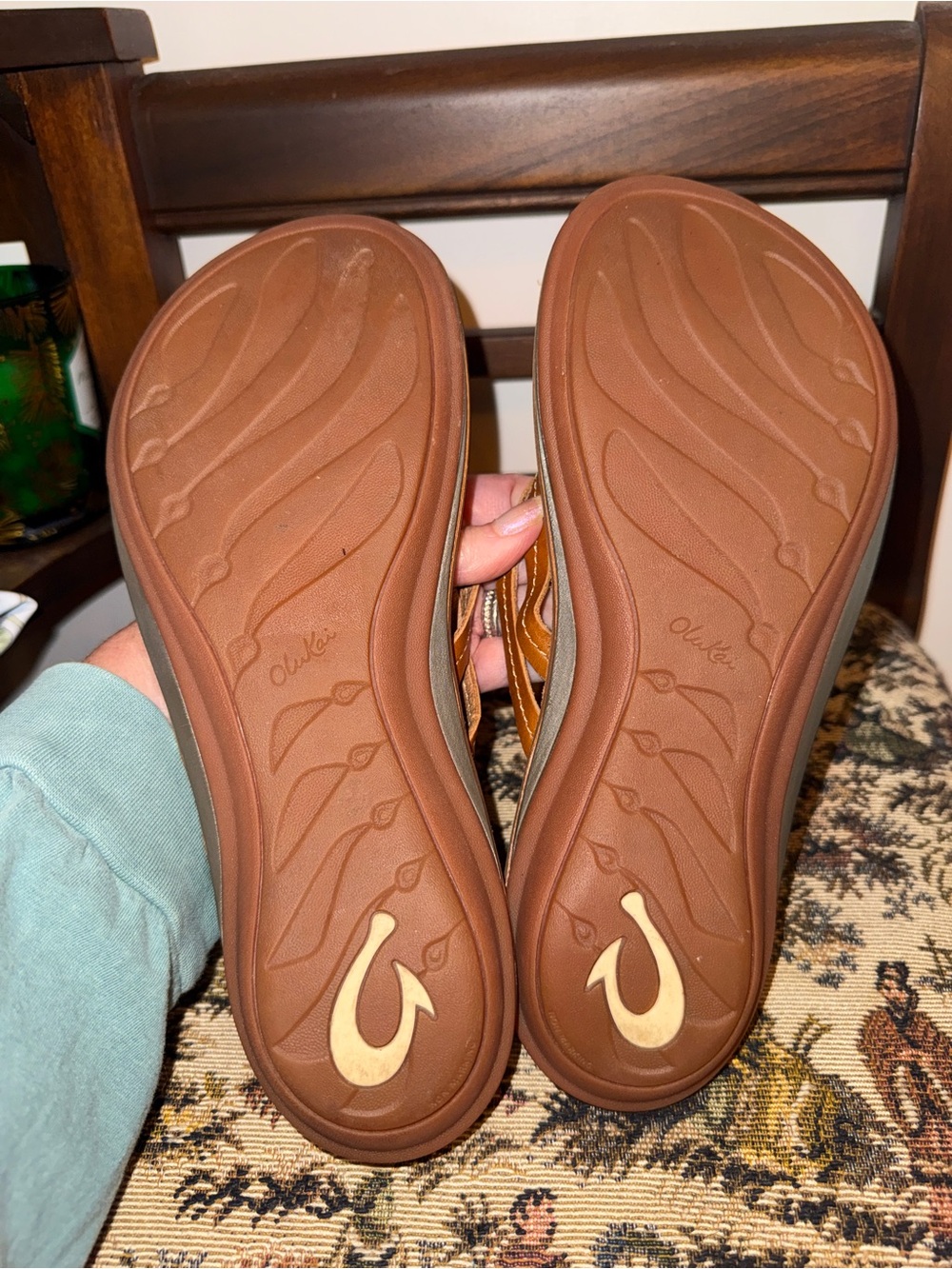 Olukai U’i Leather Flip Flop Sandals Womens 8 Sahara Brown Comfort Beach Thong - Picture 10 of 10